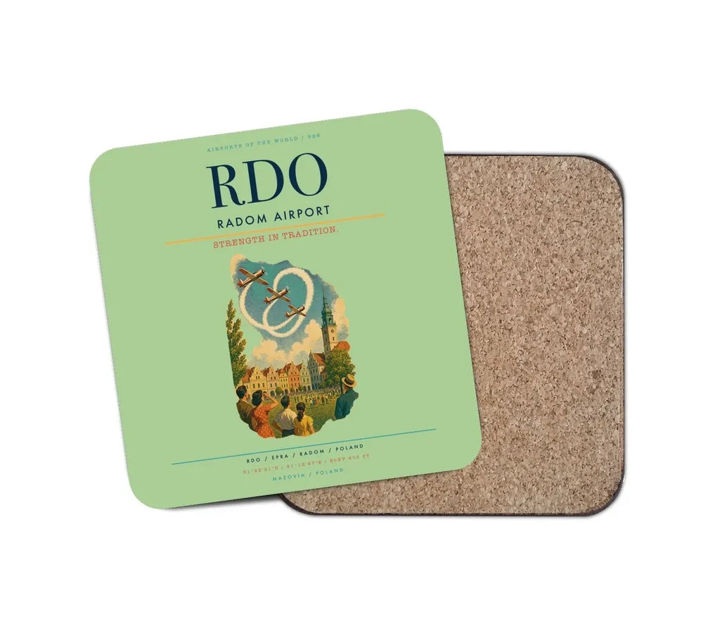 Radom Airport (RDO) design on light green 1 piece coaster