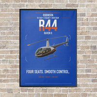 Thumbnail for Robinson R44 Raven II vertical canvas print - framed - blue background
