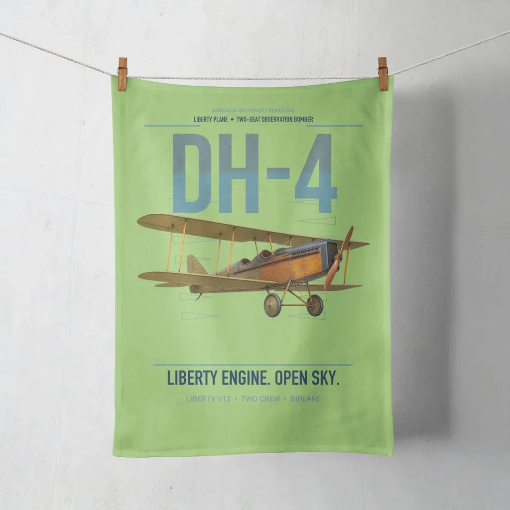 Airco DH-4 Liberty Plane design on light green towel