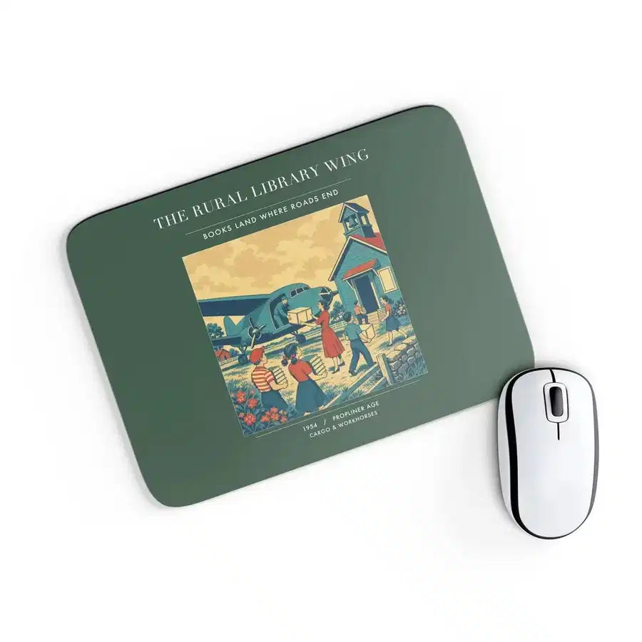 VINTAGE G4392 - The Rural Library Wing - Designed Mouse Pads design on darkgreen rectangle