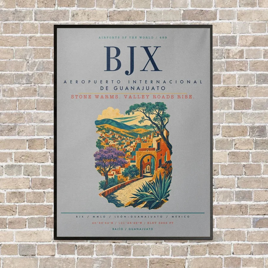Aeropuerto Internacional de Guanajuato BJX vertical canvas print - framed - light gray background