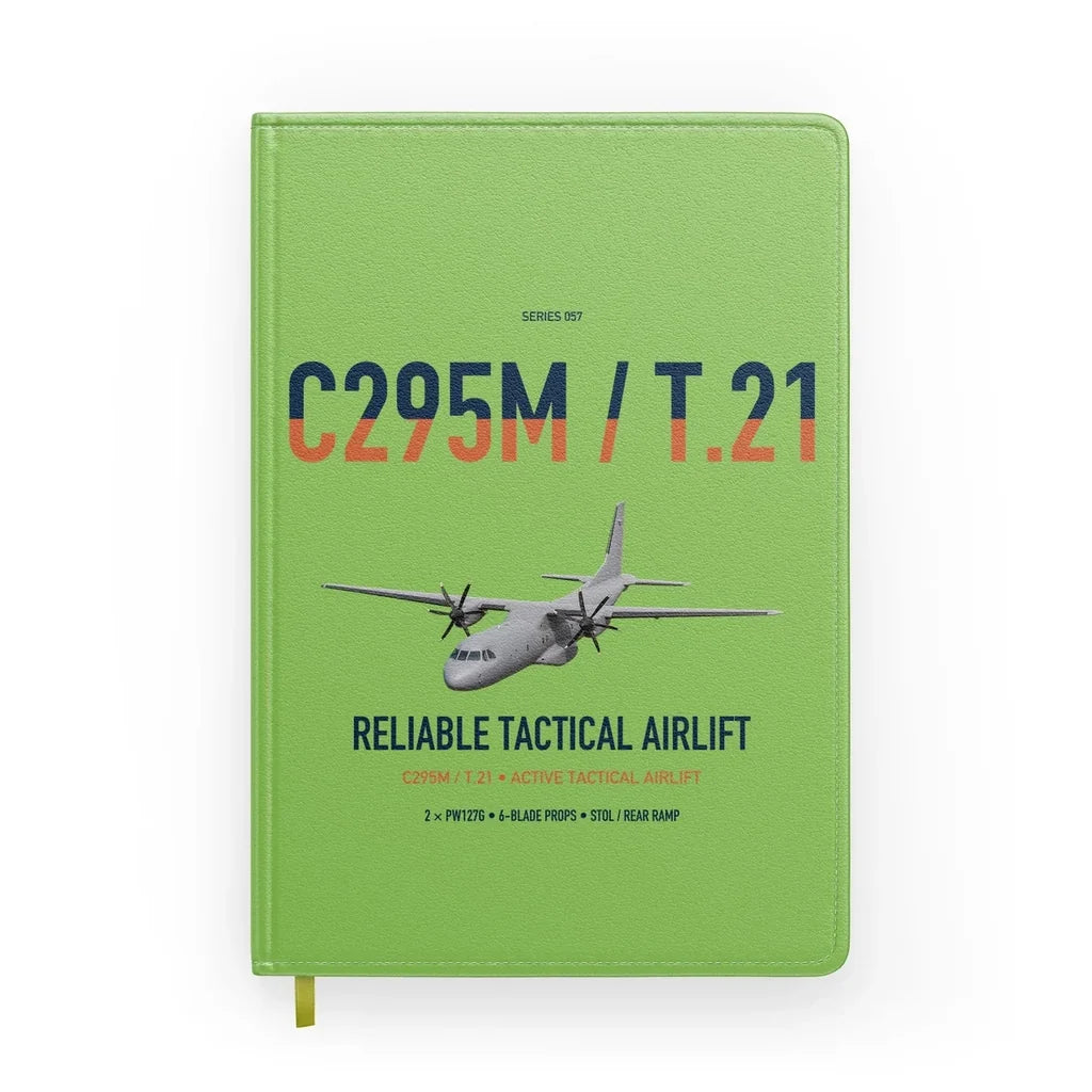 Airbus C295M T.21 design on light green notebook