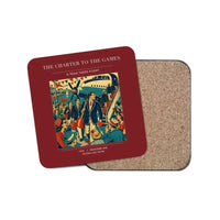 Thumbnail for The Charter To The Games - Designed Coasters design on dark red 1-piece