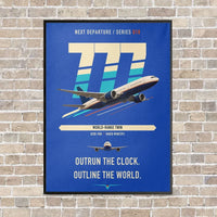 Thumbnail for Boeing 777-200LR vertical canvas print - framed - blue background