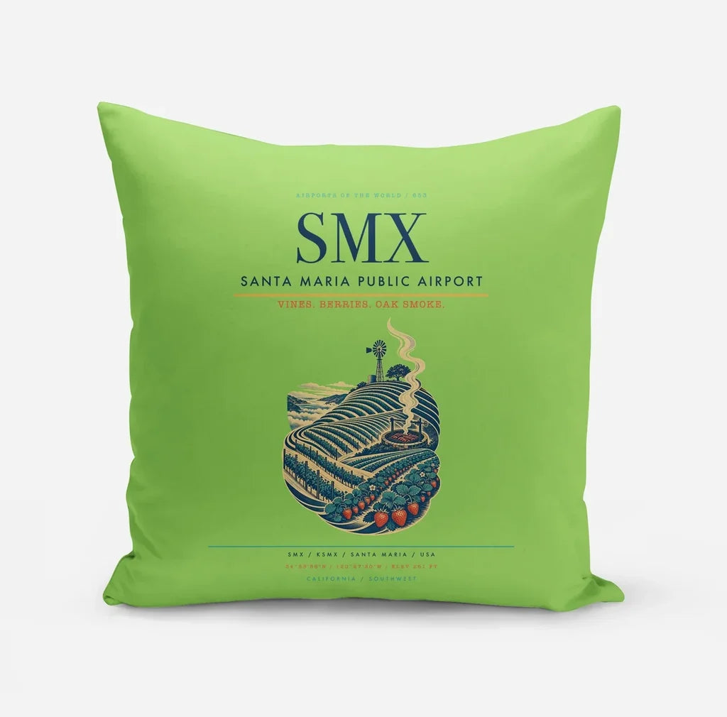 Santa Maria Public Airport (SMX) design on light green pillow