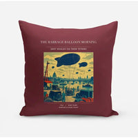 Thumbnail for VINTAGE G4521 - The Barrage Balloon Morning - Designed Pillows design on darkred