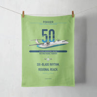 Thumbnail for Fokker 50 design on light green towel
