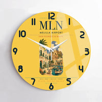 Thumbnail for Melilla Airport (MLN) design on yellow no frame wall clock