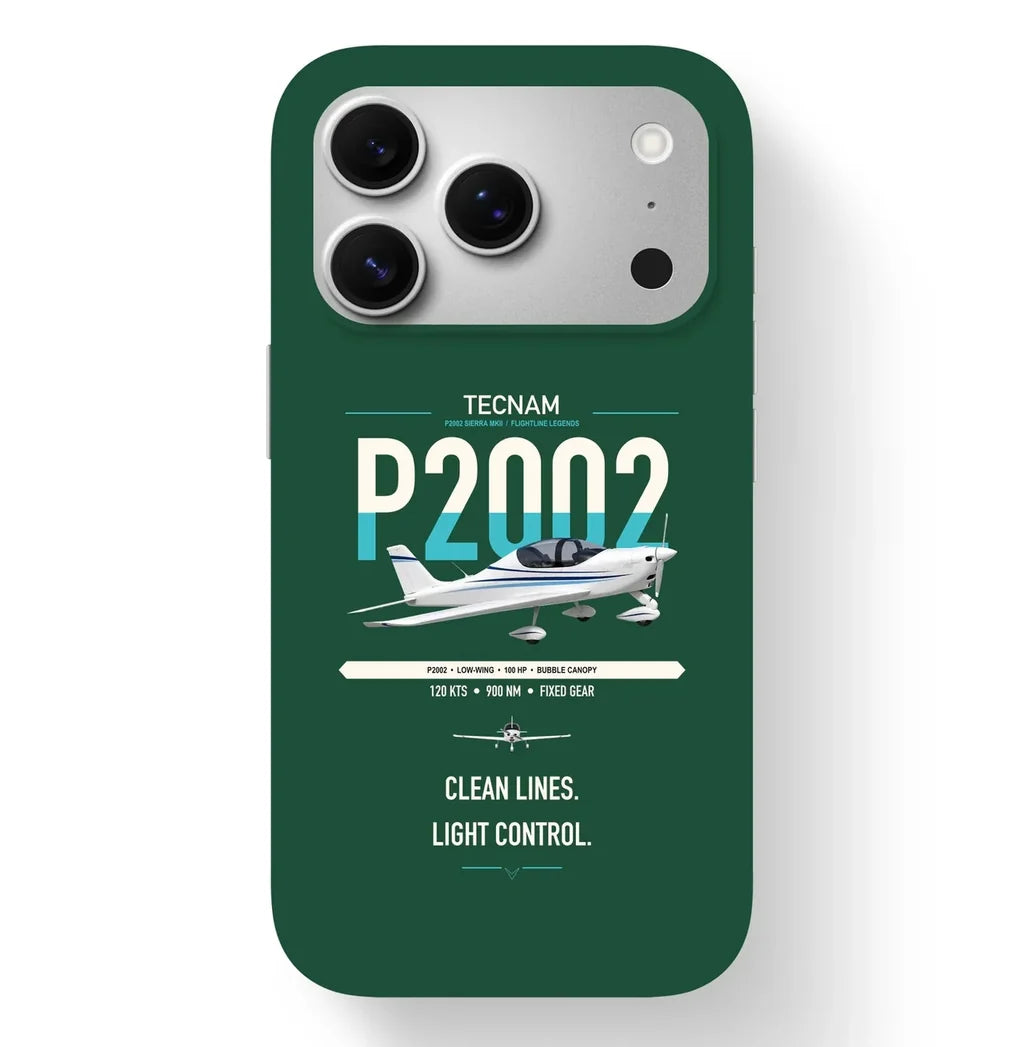 Tecnam P2002 Sierra MkII design on dark green magsafe iphone case, for iPhone 17 Pro