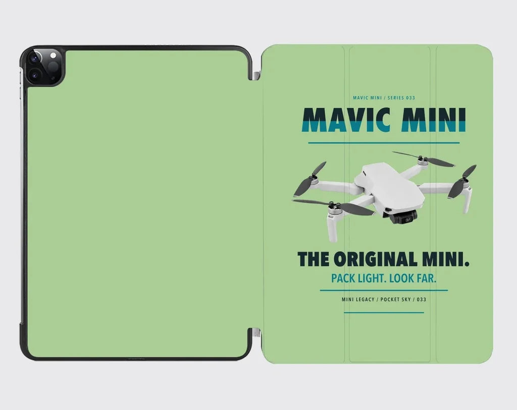 DJI Mavic Mini design on light green ipad tablet case