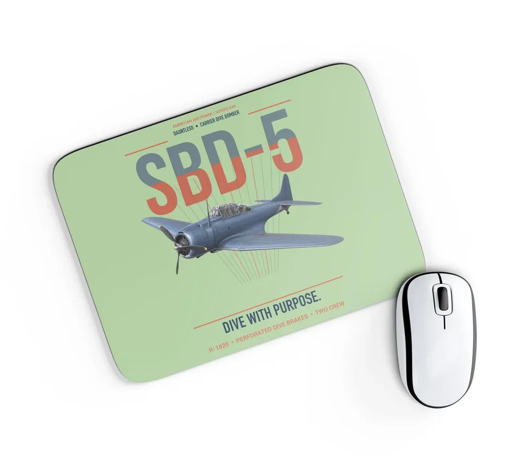 SBD-5 Dauntless design on light green rectangle mouse pad
