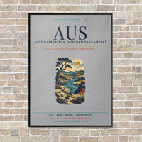 Thumbnail for Austin-Bergstrom International Airport AUS vertical canvas print - framed - light gray background