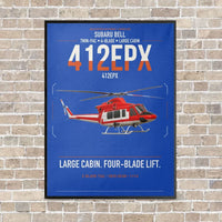 Thumbnail for SUBARU Bell 412EPX vertical canvas print - framed - blue background