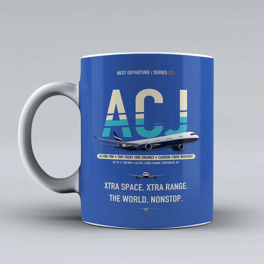 ACJ350 Mug design on blue airbus
