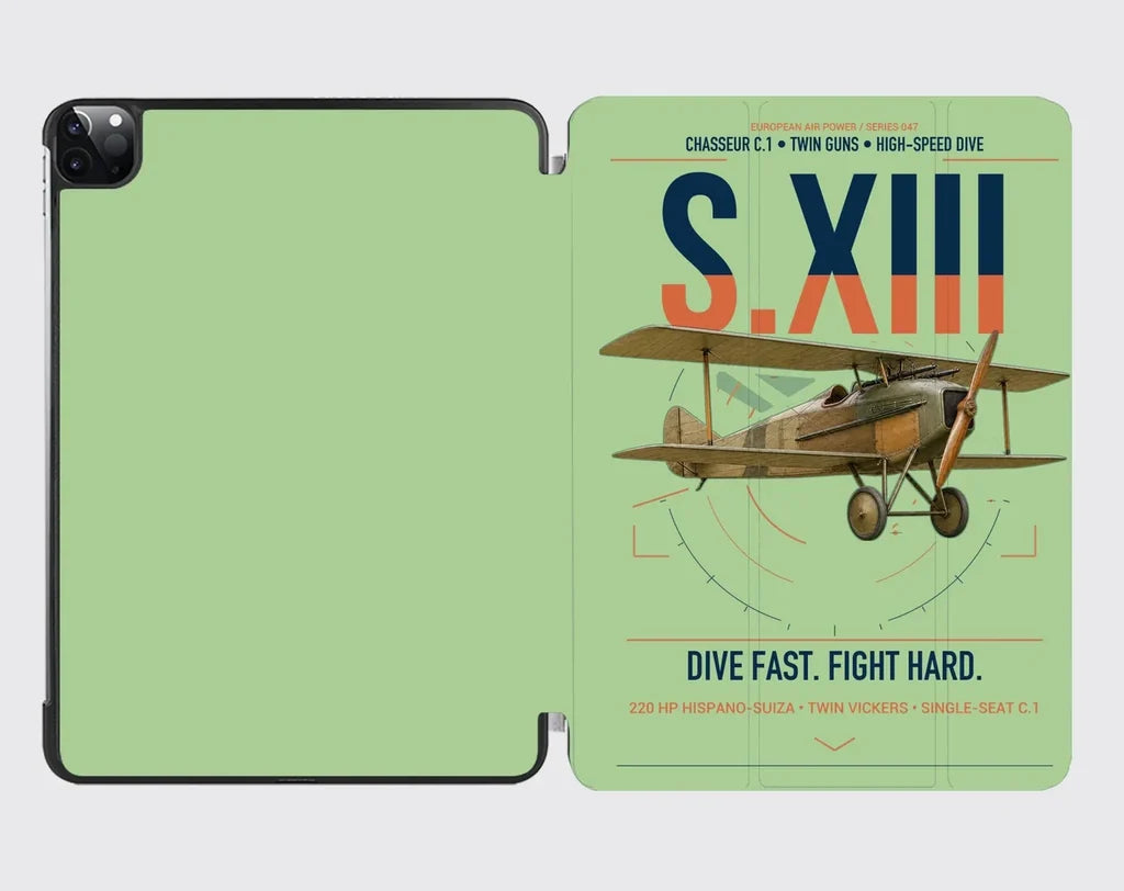 SPAD S.XIII C.1 design on light green ipad tablet case