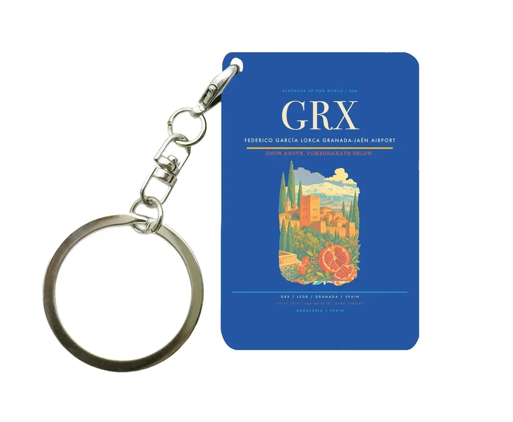 Federico García Lorca Granada-Jaén Airport (GRX) design on blue key chain