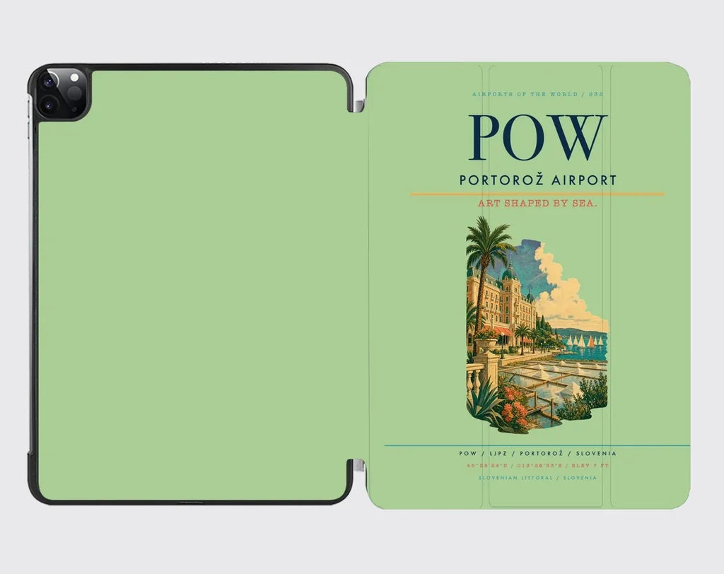 Portorož Airport (POW) design on light green ipad tablet case