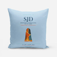 Thumbnail for Aeropuerto Internacional de Los Cabos (SJD) design on light blue pillow