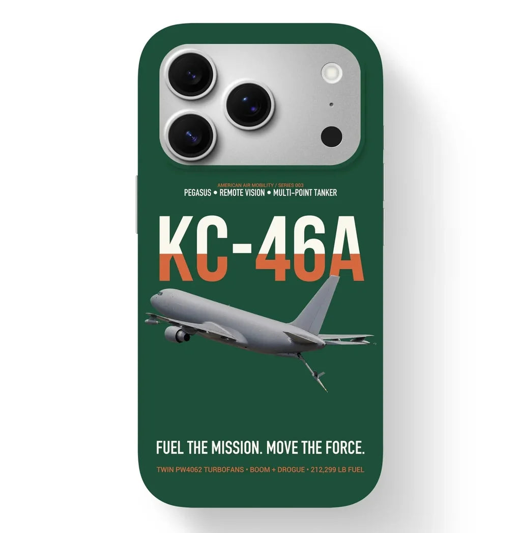 KC-46A PEGASUS design on dark green magsafe iphone case, for iPhone 17 Pro