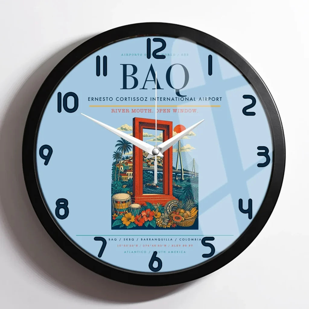 Ernesto Cortissoz International Airport BAQ Wall-Clock Framed - Light Blue