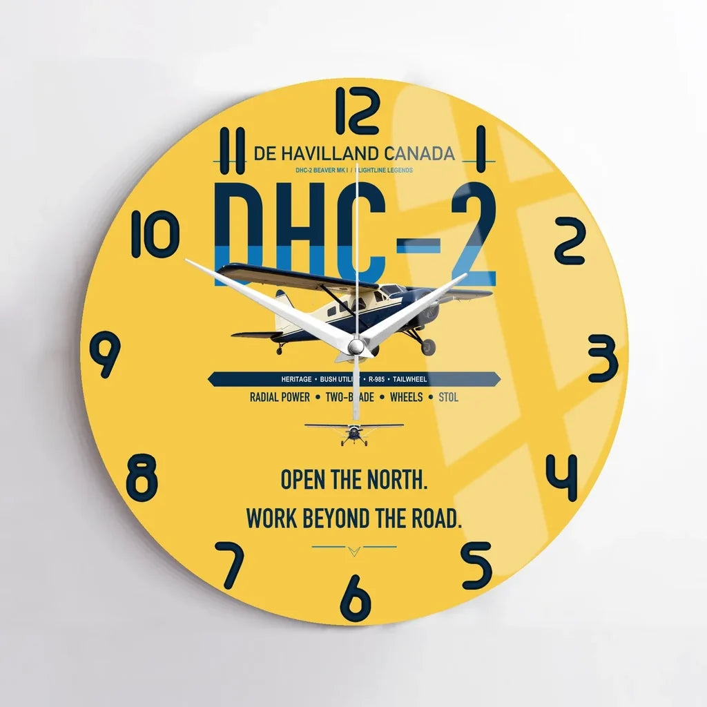 DHC-2 Beaver Mk I design on yellow no frame wall clock