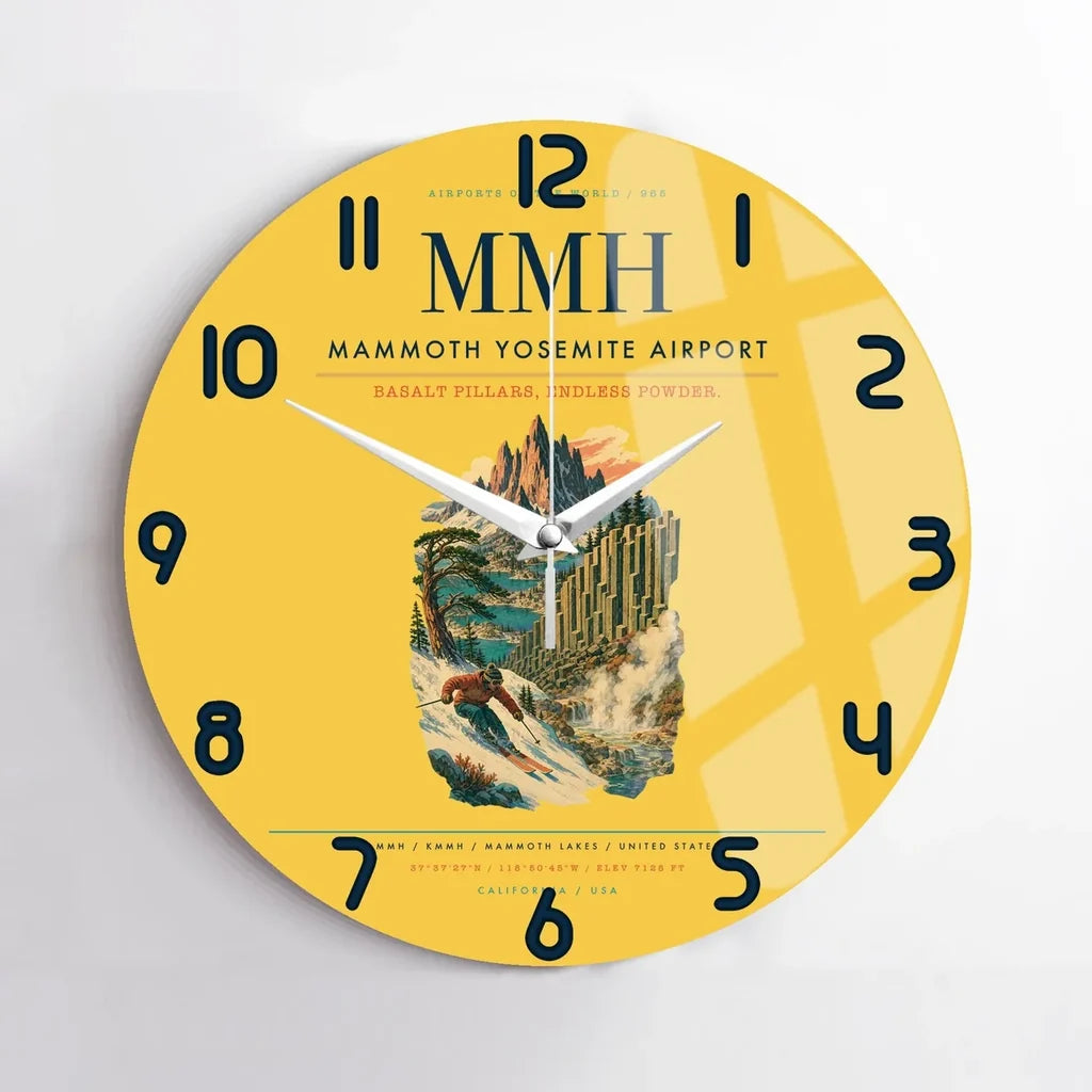 Mammoth Yosemite Airport (MMH) design on yellow no frame wall clock