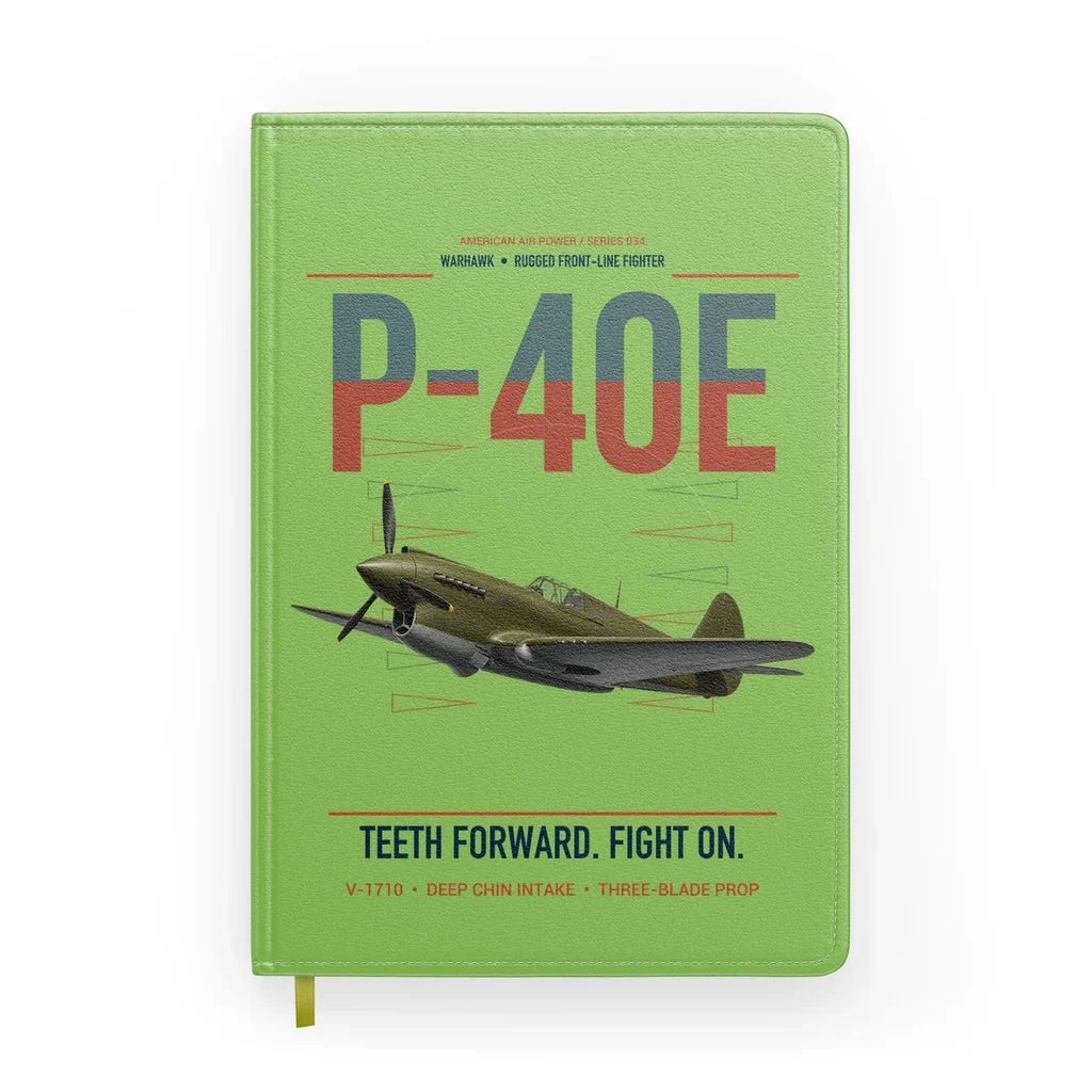 P-40E Warhawk design on light green notebook