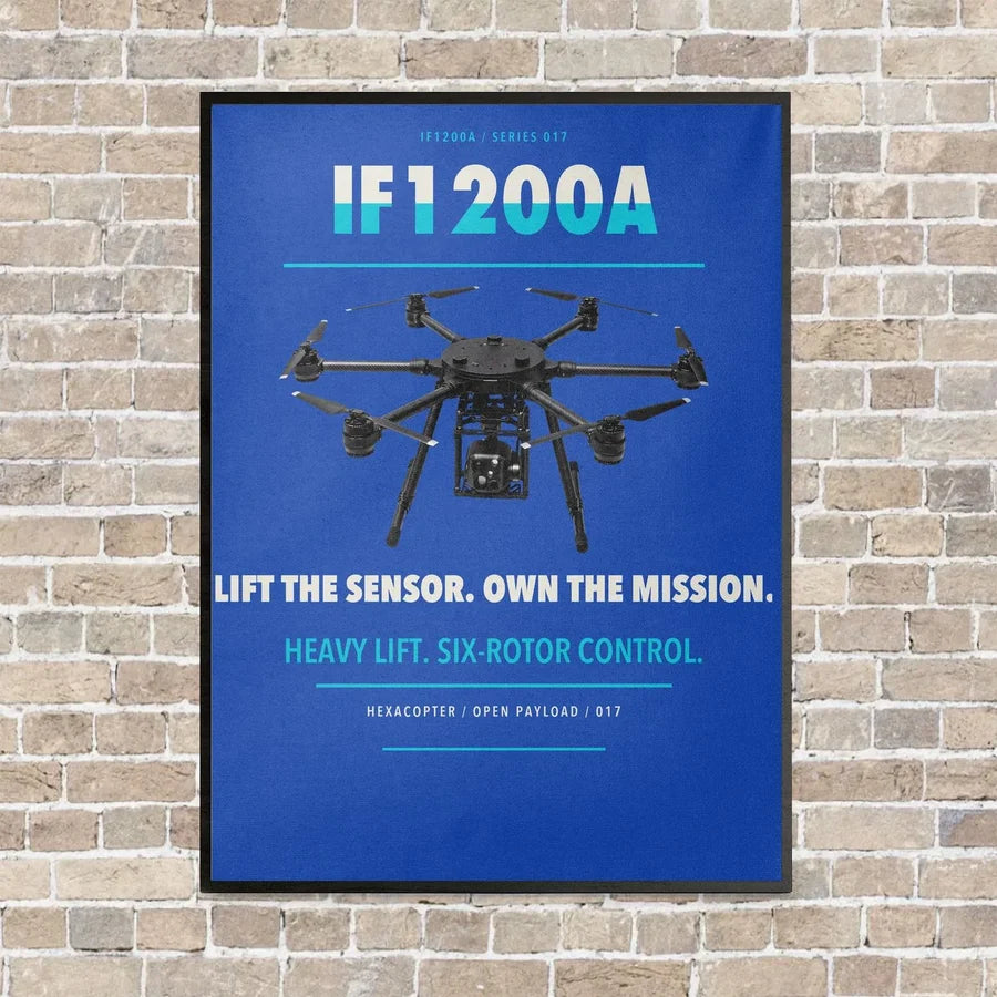 Inspired Flight IF1200A vertical canvas print - framed - blue background