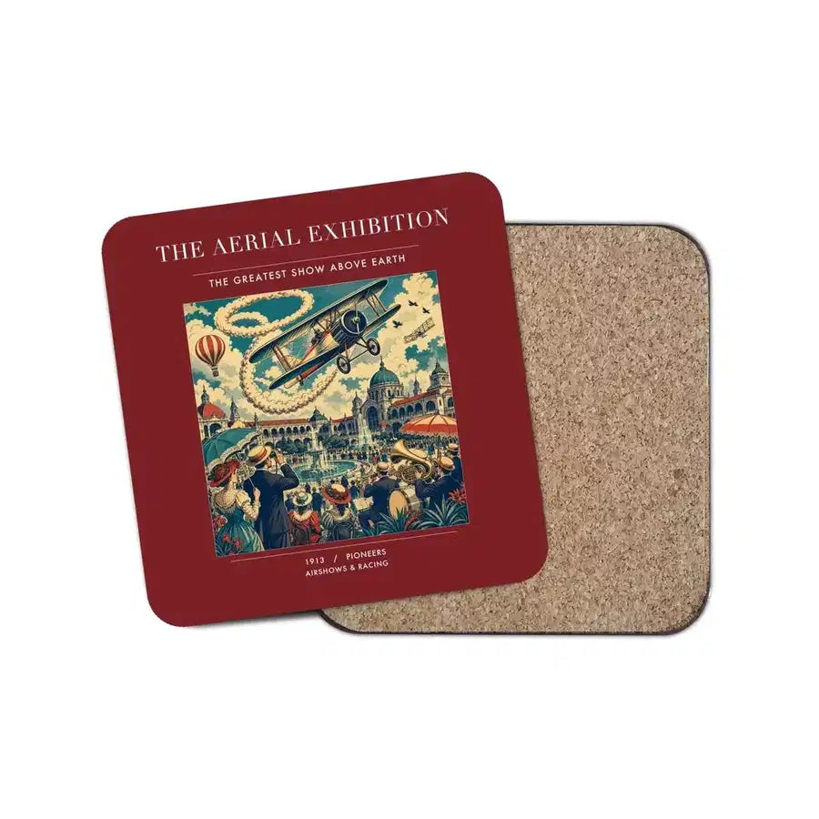 The Aerial Exhibition - Designed Coasters design on dark red 1-piece
