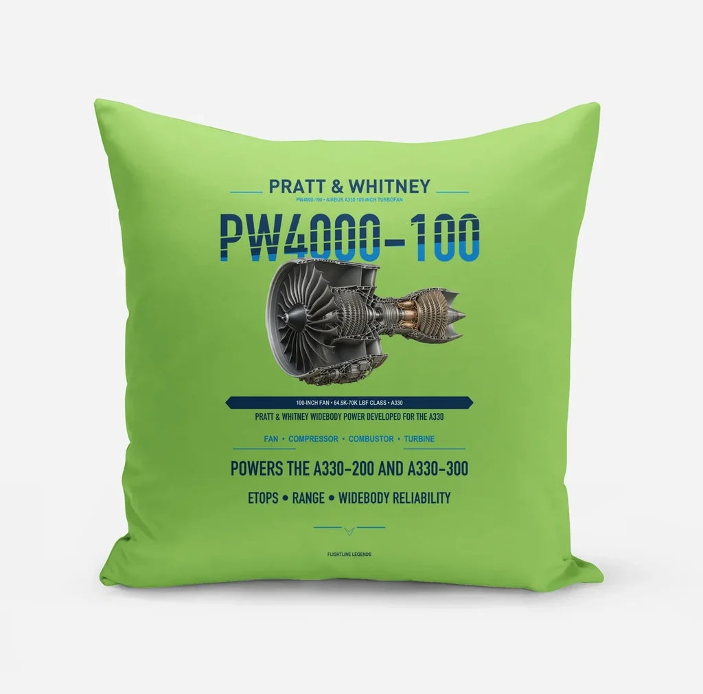 PW4000-100 design on light green pillow