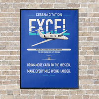 Thumbnail for Cessna Citation Excel vertical canvas print - framed - blue background