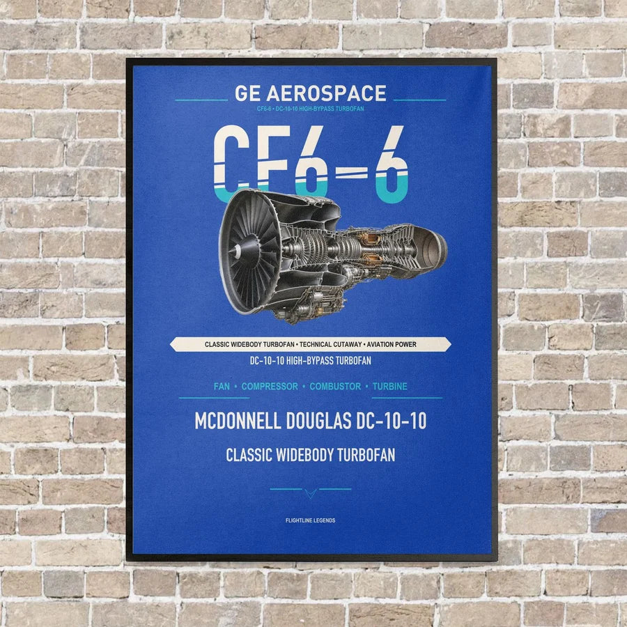 CF6-6 vertical canvas print - framed - blue background