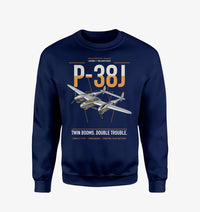 Thumbnail for P-38J Lightning design on navy blue sweatshirt