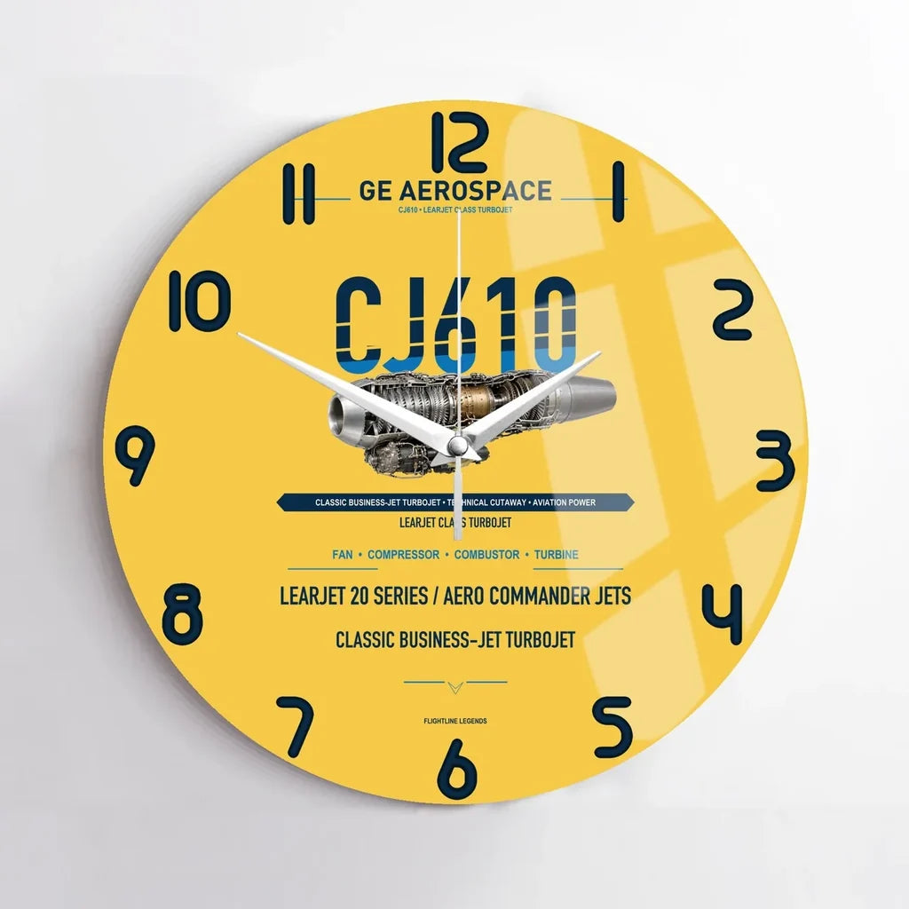 CJ610 design on yellow no frame wall clock