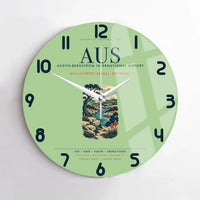 Thumbnail for Austin-Bergstrom International Airport (AUS) design on light green no frame wall clock