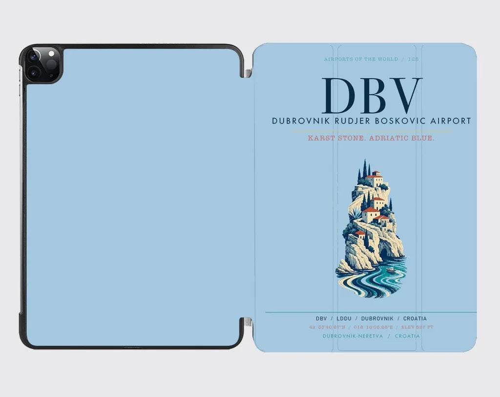 Dubrovnik Ruđer Bošković Airport (DBV) design on light blue ipad tablet case