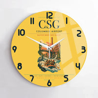 Thumbnail for Columbus Airport (CSG) design on yellow no frame wall clock