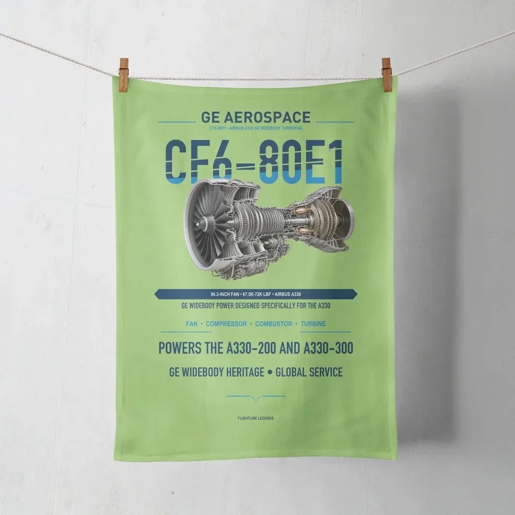 CF6-80E1 design on light green towel