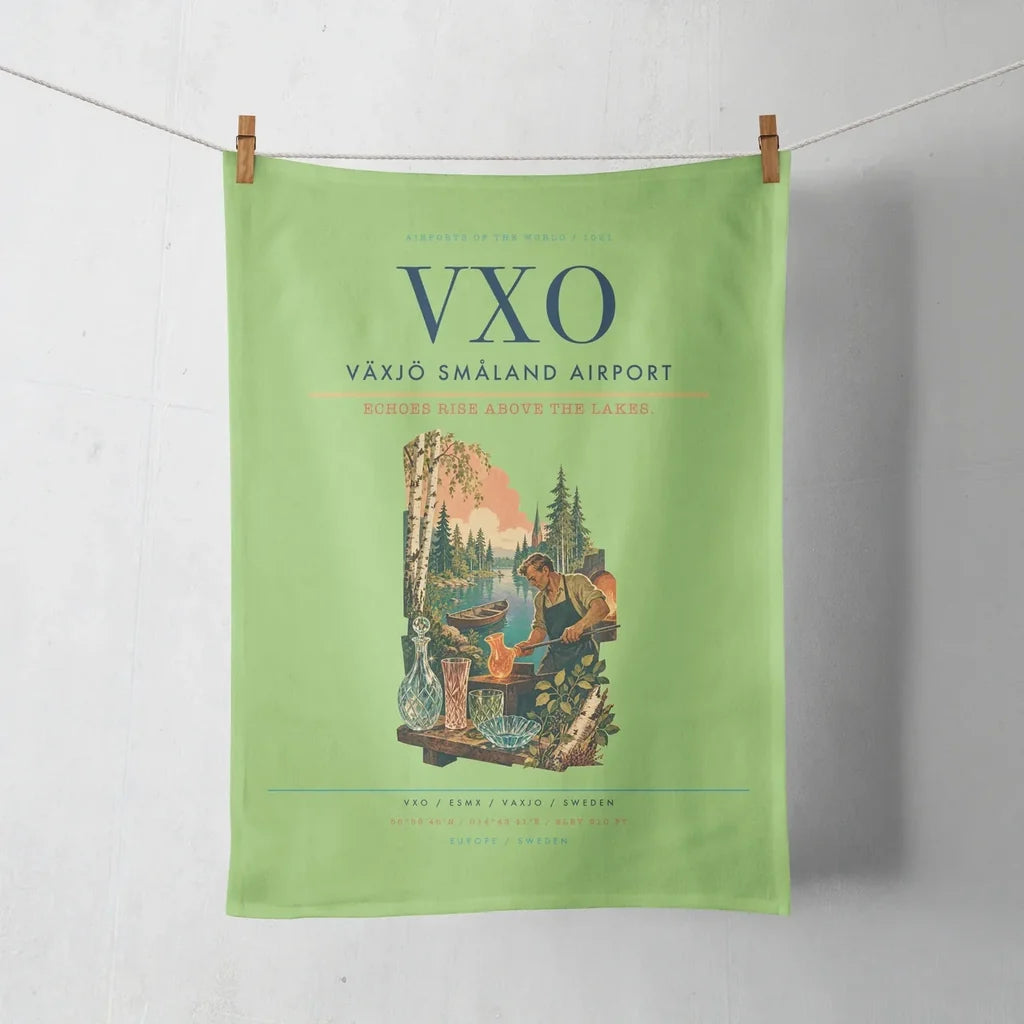 Växjö Småland Airport (VXO) design on light green towel