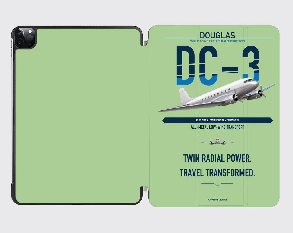 Douglas DC-3 design on light green ipad tablet case