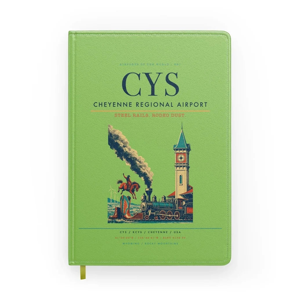 Cheyenne Regional Airport (CYS) design on light green notebook
