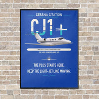 Thumbnail for Cessna Citation CJ1+ vertical canvas print - framed - blue background