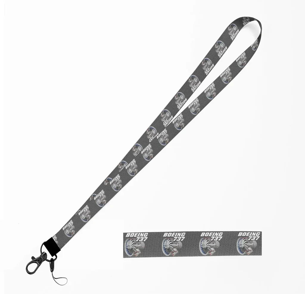 Boeing 737+Text & CFM LEAP-1 Engine lanyard - gray