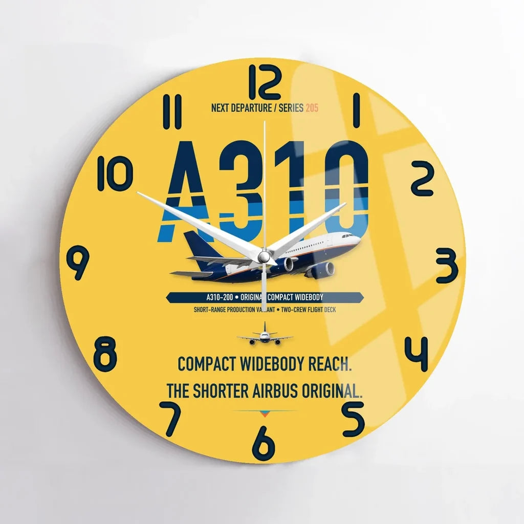 Airbus A310-200 design on yellow no frame wall clock