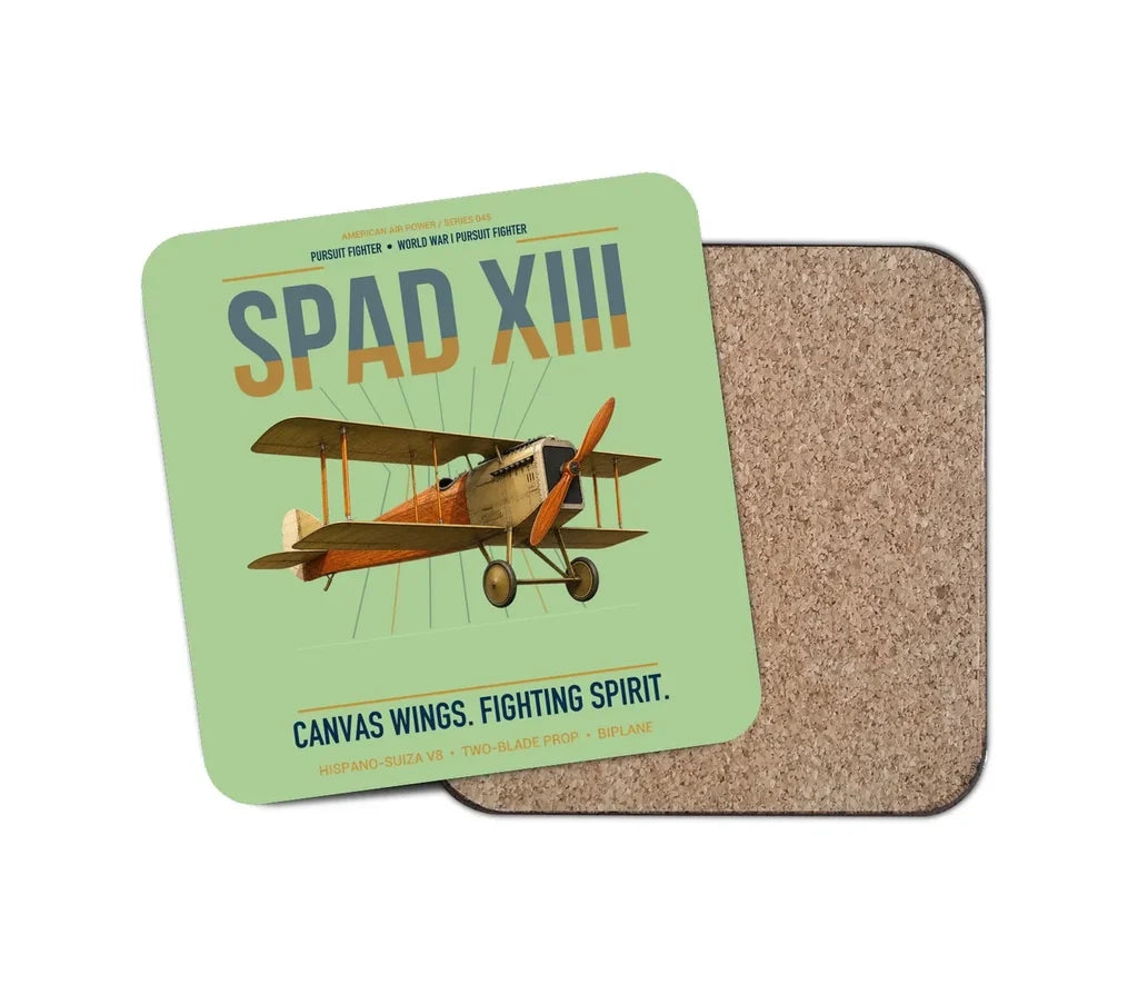 SPAD XIII design on light green 1 piece coaster