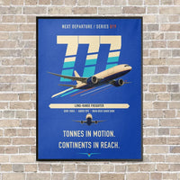 Thumbnail for Boeing 777F vertical canvas print - framed - blue background