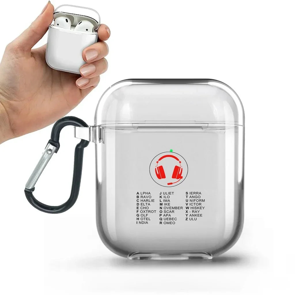 Aviation Alphabet 3 AirPods transparent case - With Buckle