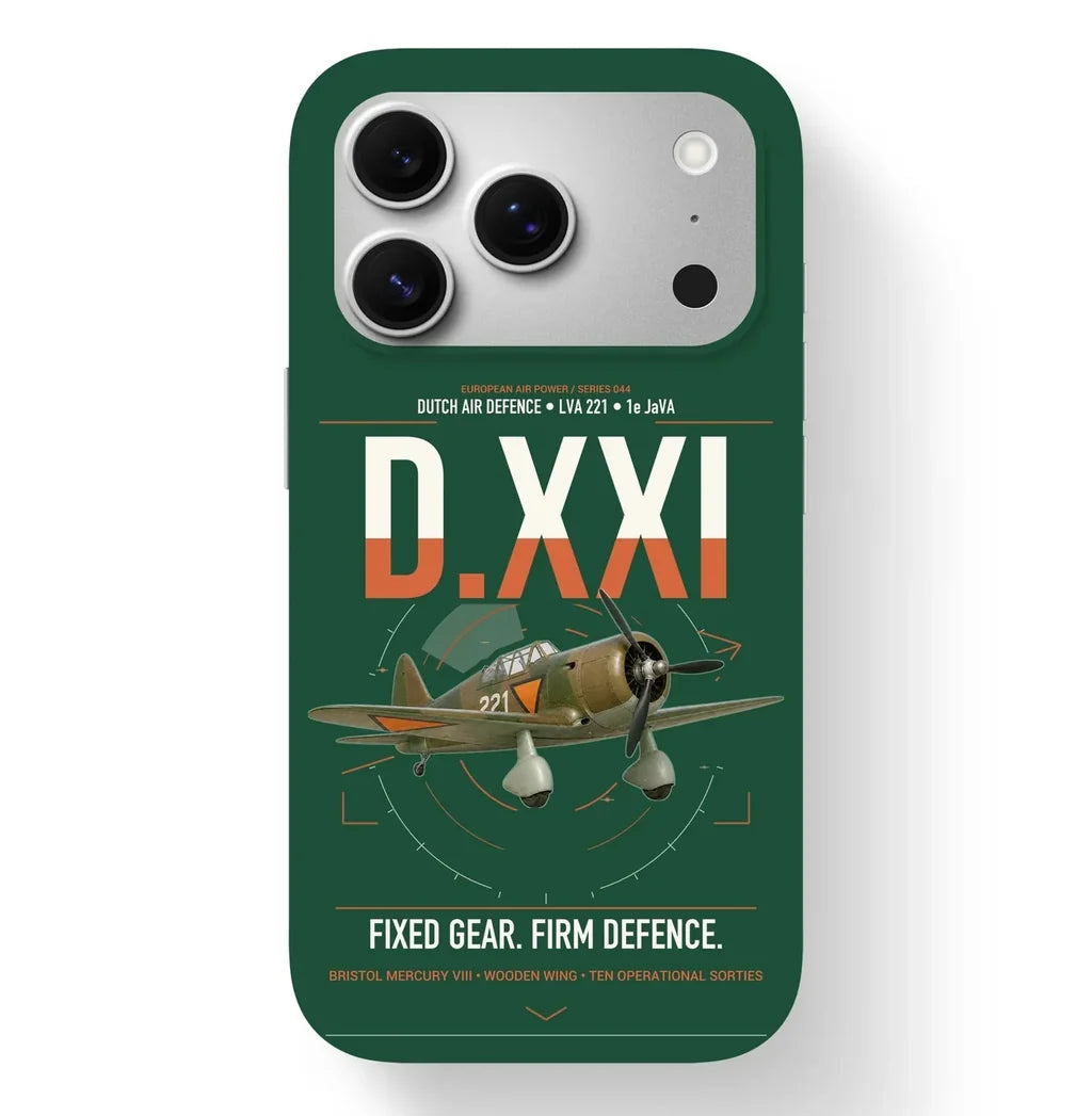 Fokker D.XXI — Dutch LVA aircraft 221 design on dark green magsafe iphone case, for iPhone 17 Pro