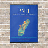Thumbnail for Phnom Penh International Airport PNH vertical canvas print - framed - blue background