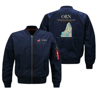 Thumbnail for Ahmed Ben Bella Airport (ORN) design on blue bomber jacket